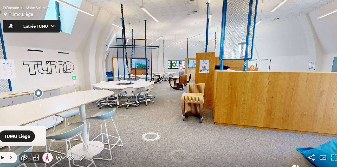 Espace self-learning de TUMO Liège capturé en 360°